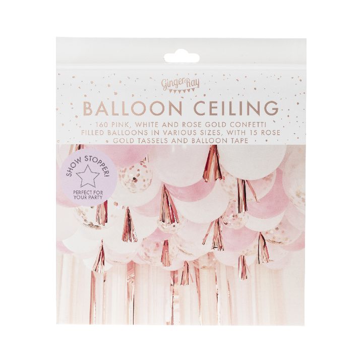 Ballon Ginger Ray Blush White And Rose Gold Ceiling Balloons With