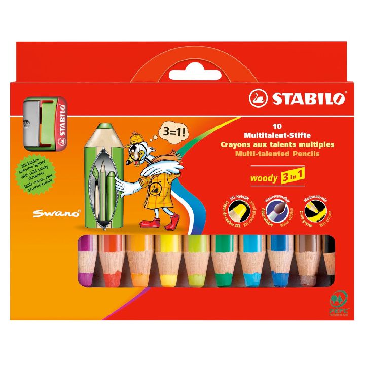 Potlood Stabilo Woody 3 in 1 set, kleurpotlood