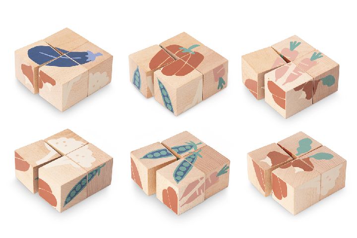 Puzzel Nobodinoz Veggies Wooden Cubes