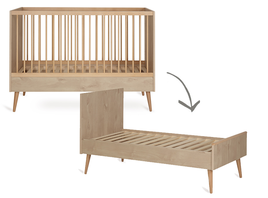 Bed Quax, Cocoon Natural Oak, Cocoon Natural Oak 70x140 omvb, babybed omvormbaar tot juniorbed