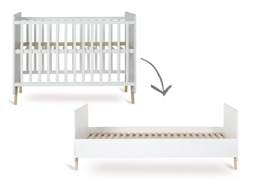 Bed Quax, Loft White, Loft White 60x120 omvb, babybed omvormbaar tot eenpersoonsbed