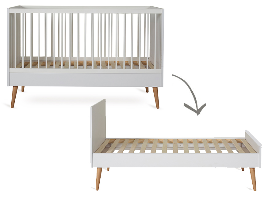 Bed Quax, Cocoon Ice White, Cocoon Ice White 70x140 omvb, babybed omvormbaar tot juniorbed