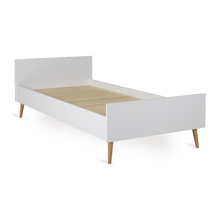 Bed Quax, Cocoon Ice White/Flow Natural Oak White, eenpersoonsbed