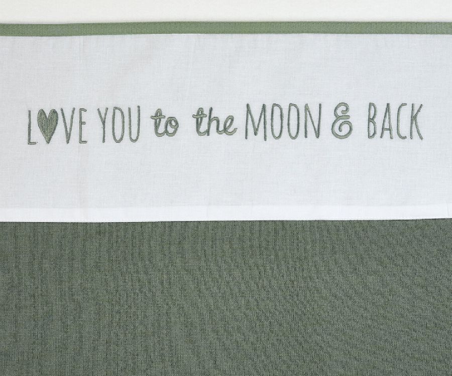 Laken Meyco Baby, geschikt voor wieg/draagmand/park | Love you to the moon & back forest green