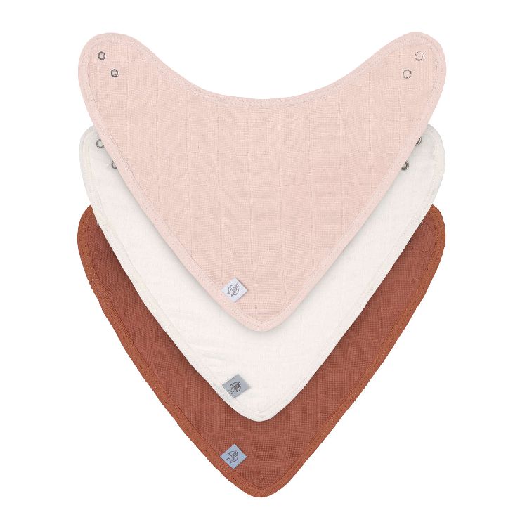 Spuugdoekje Laessig Cowl-Neck | Muslin powder pink/Muslin milky/Muslin rust