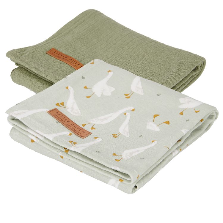 Tetra doek Little Dutch Swaddle | Pure Olive/Little Goose