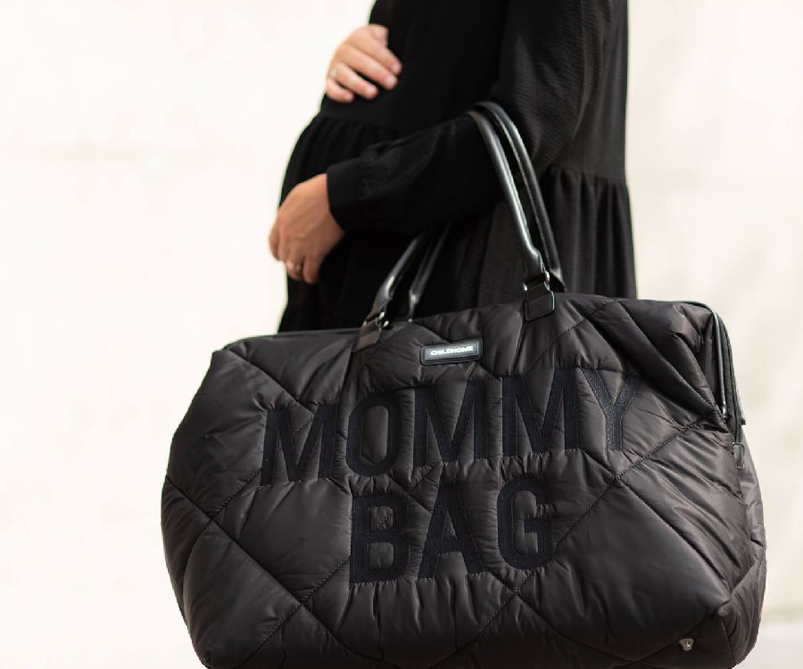 Verzorgingstas Childhome Mommy Bag, draagtas met luiermat | Puffered black