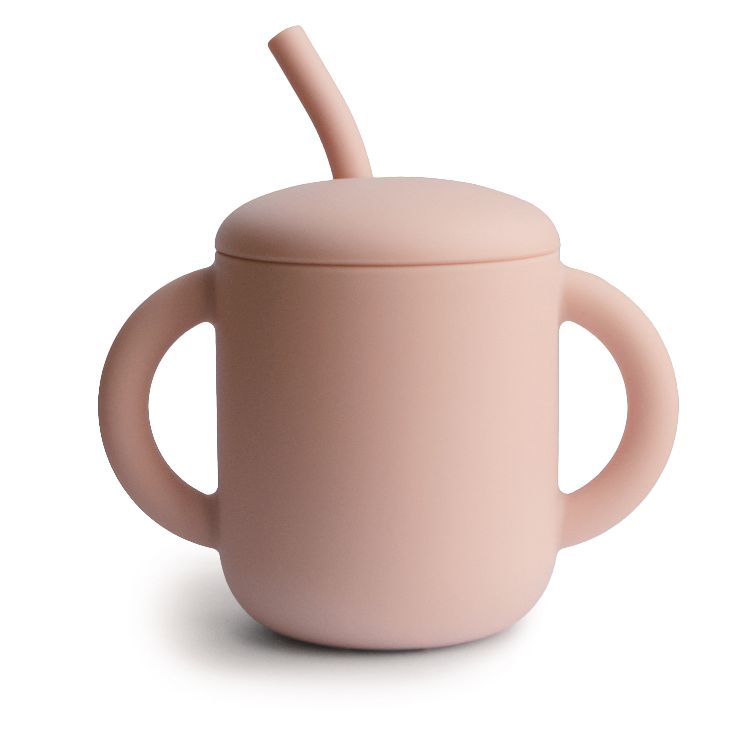 Drinkbeker Mushie Training cup+ straw