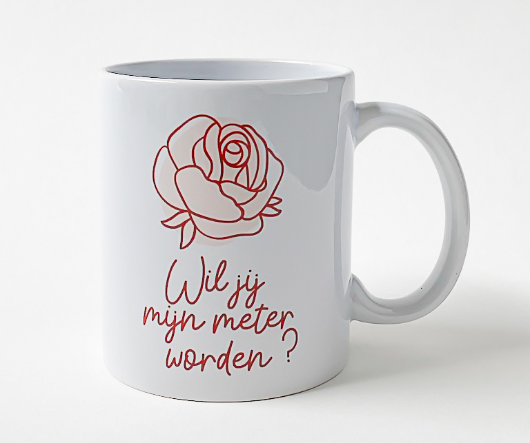 Koffiebeker Minimou Koffiemok Wil Jij Mijn Meter Worden Pink Rose Paradisio