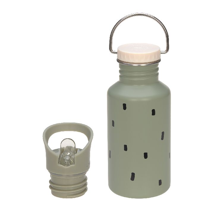 Drinkfles Laessig Bottle Stainless Steel | Happy Prints light olive