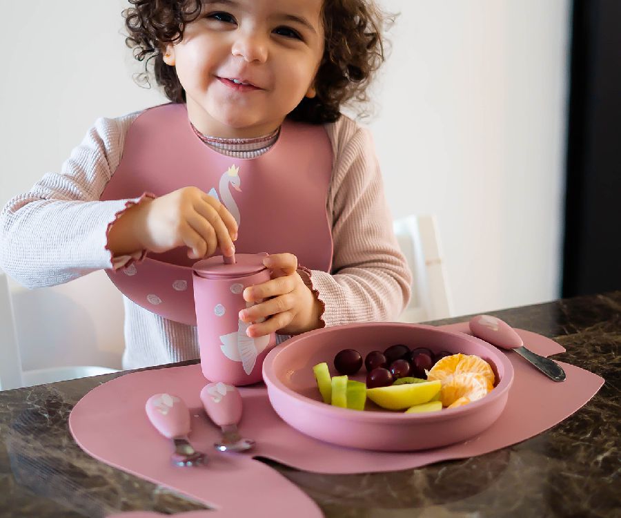 Drinkbeker Tryco Straw cup | Silicone swan dusty rose