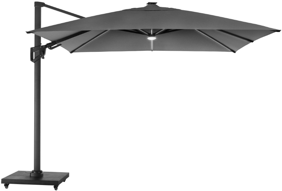 Parasol Deluxe Hanging Umbrella With LED Light, carbon, 300 x 300 cm