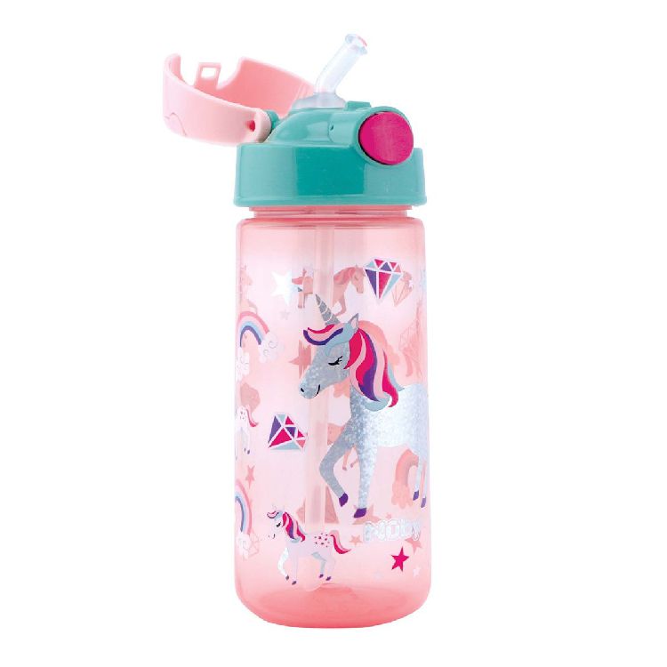 Drinkfles Nuby Soft straw push cup with glitter