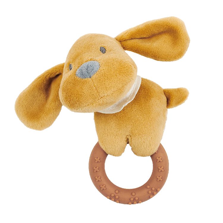 Rammelaar/bijtring Nattou Rattle Dog with silicone ring | Charlie