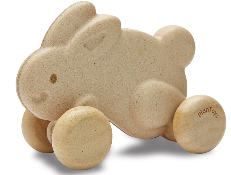 Voertuigen Plan Toys Push along Bunny, rollend figuur | Active Play