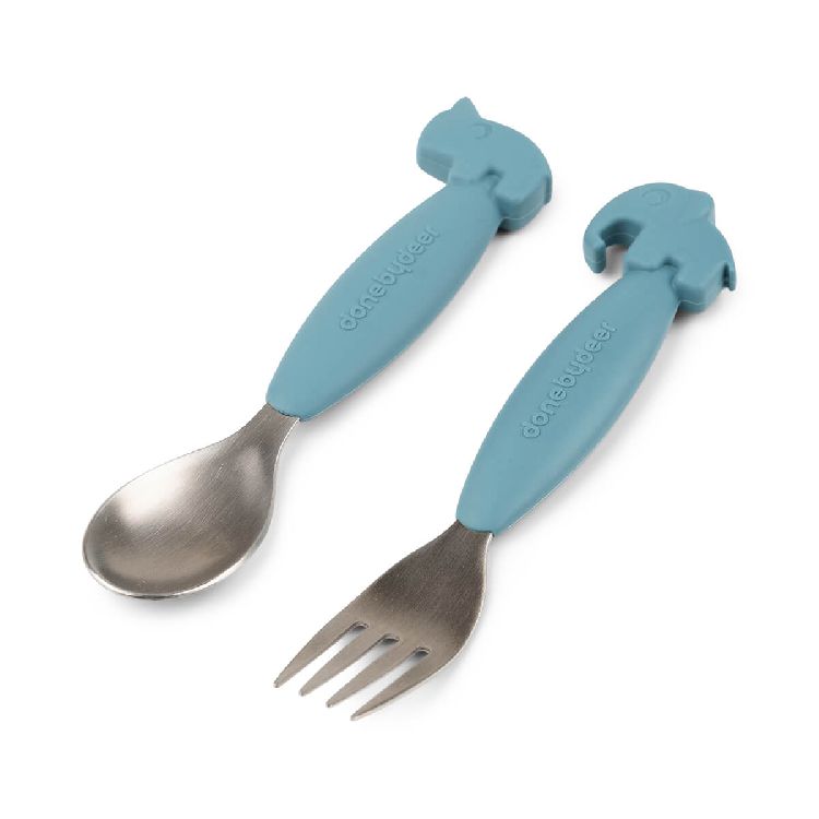 Bestek Done by Deer Deer Friends, lepel/vork | Easy-Grip Spoon And Fork Set