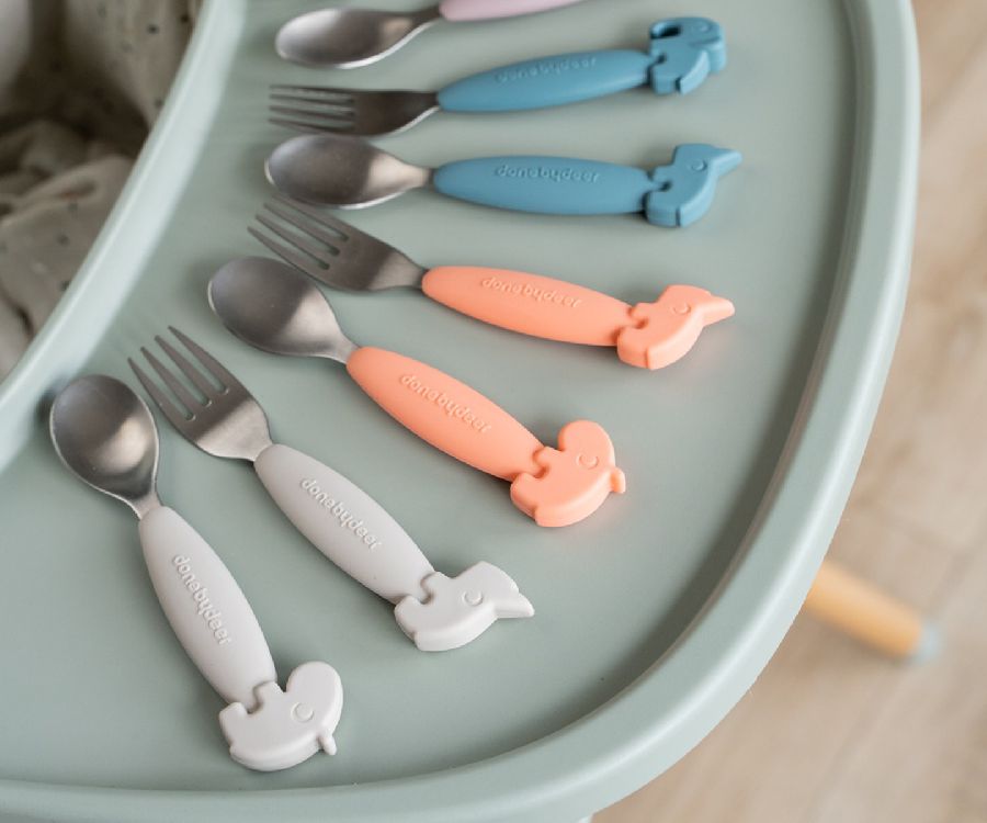 Bestek Done by Deer Deer Friends, lepel/vork | Easy-Grip Spoon And Fork Set