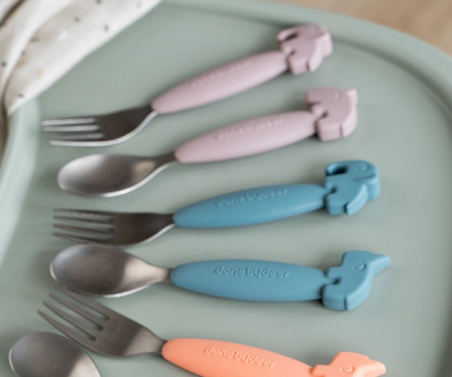 Bestek Done by Deer Deer Friends, lepel/vork | Easy-Grip Spoon And Fork Set