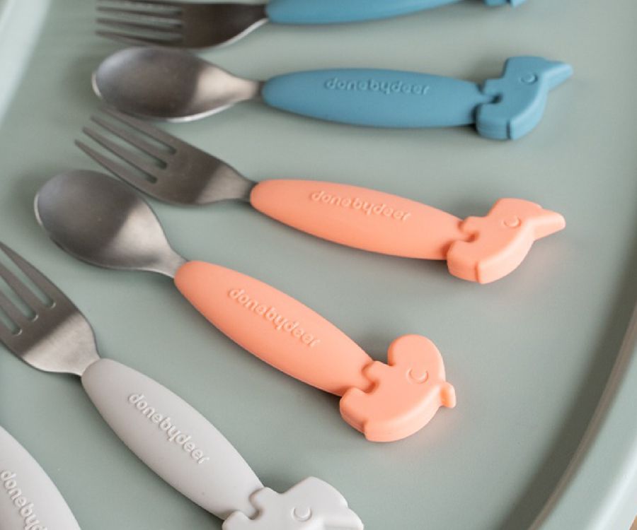 Bestek Done by Deer Deer Friends, lepel/vork | Easy-Grip Spoon And Fork Set