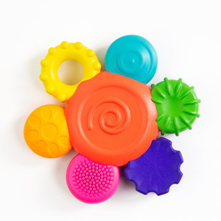 Rammelaar/bijtring Sassy Silicone flower rattle teether | Sensory Toys