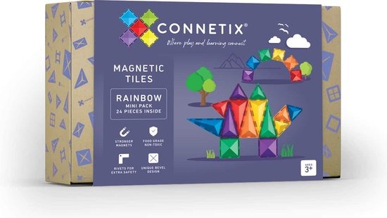 Magnetisch speelgoed Connetix Tiles Mini Pack - 24 | Magnetic Tiles Rainbow Range