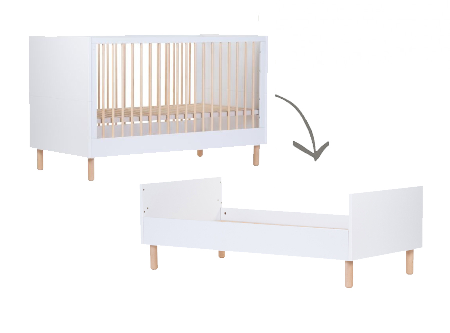 Bed Childhome, Wonder White 70x140 omvb, babybed omvormbaar tot juniorbed