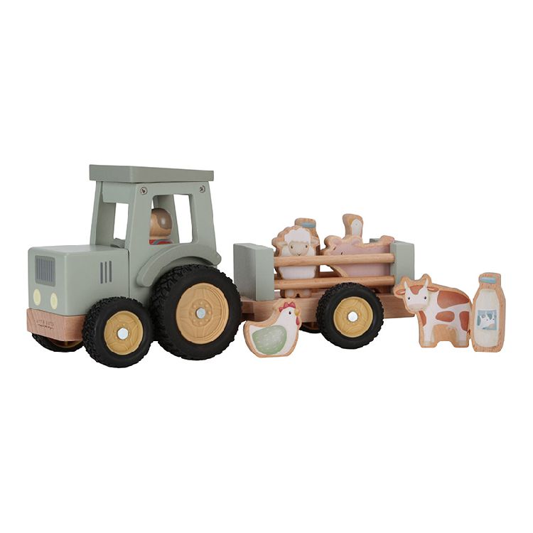 Voertuigen Little Dutch made by Tiamo Tractor met trailer, tractor | Little Farm