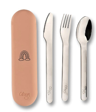 Bestek Citron Cutlery with Silicon Case, lepel/vork/mes | Blush Pink