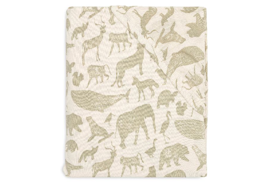 Hoeslaken Jollein, geschikt voor babybed 60x120 | Animals olive green