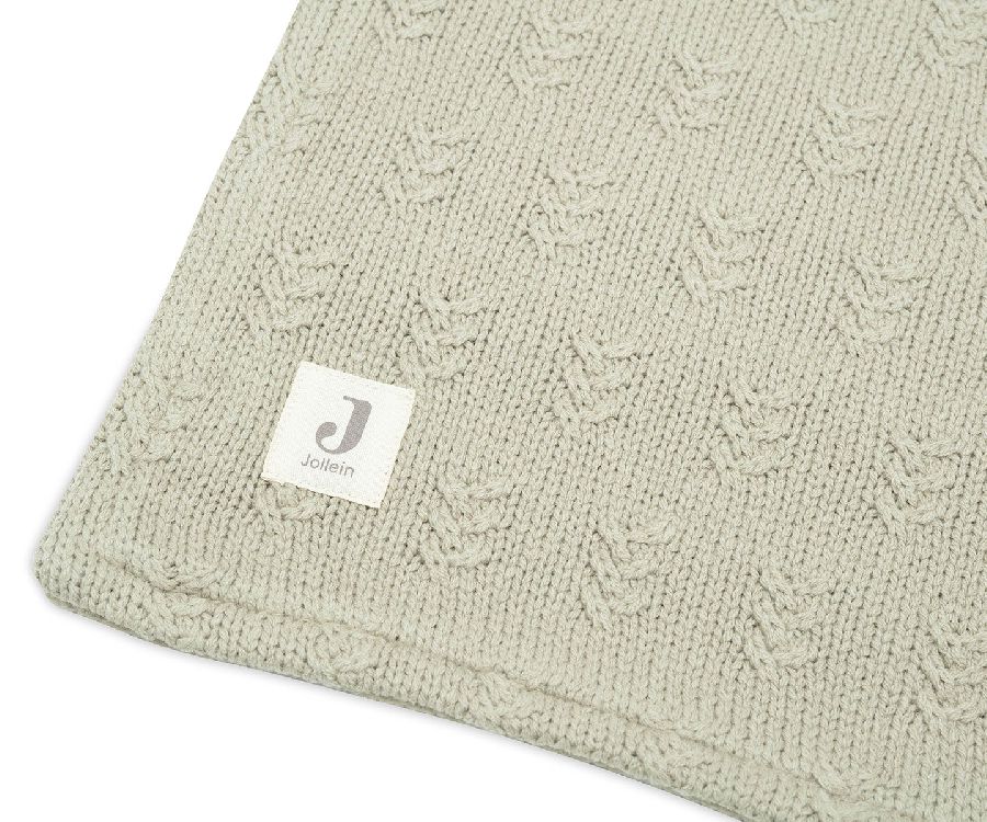 Deken Jollein, geschikt voor wieg/draagmand/park | Grain Knit olive green