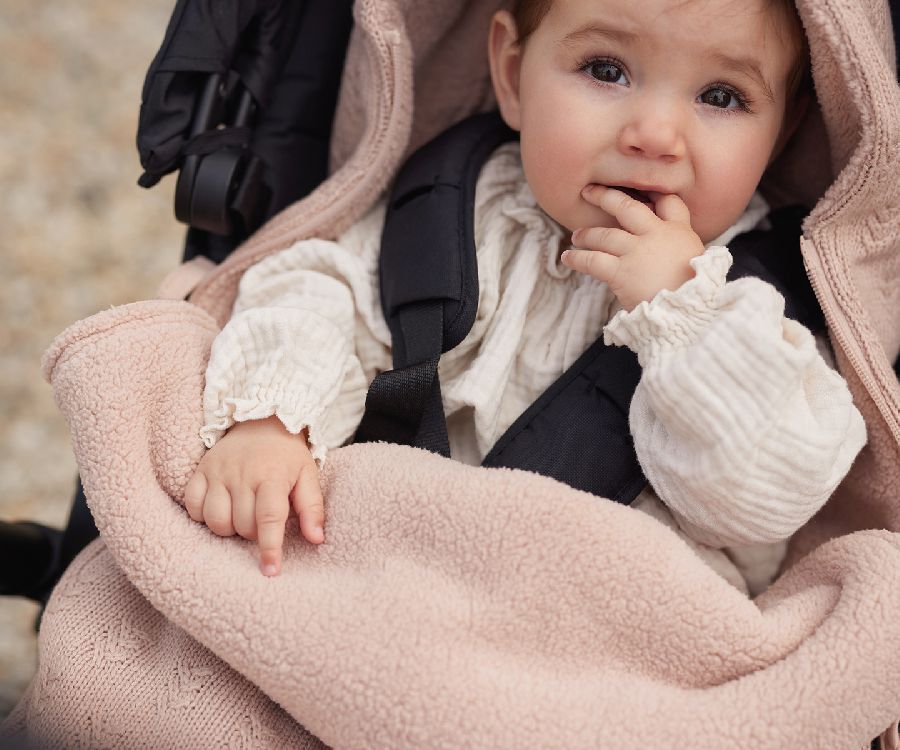 Voetenzak Jollein, geschikt voor autostoel groep 0+ | Grain Knit wild rose