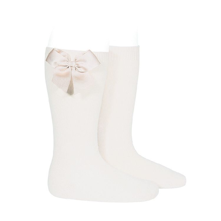 Kousen Condor Cotton Knee Socks With Side Grosgrain Bow, kniekousen