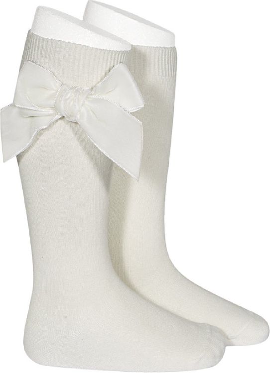 Kousen Condor Cotton Knee Socks With Side Velvet Bow, kniekousen