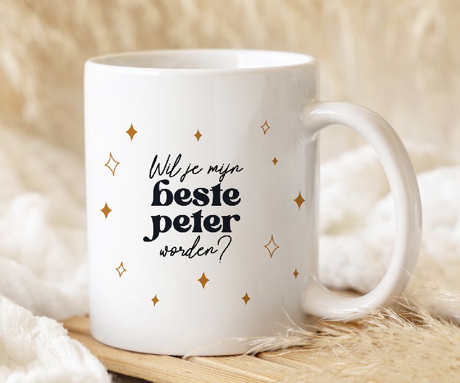 Koffiebeker MINIMOU, Koffiemok Wil jij mijn beste peter worden?