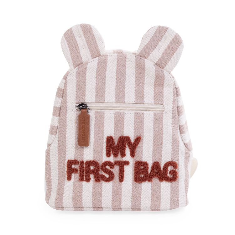 Rugzak Childhome My First Bag | Canvas the stripes collection nude/terracotta