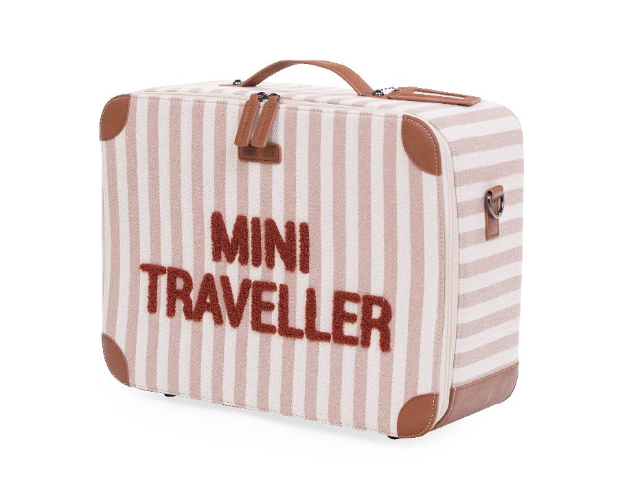 Reiskoffer Childhome Mini Traveller | Canvas the stripes collection nude/terracotta