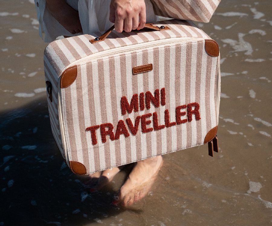 Reiskoffer Childhome Mini Traveller | Canvas the stripes collection nude/terracotta