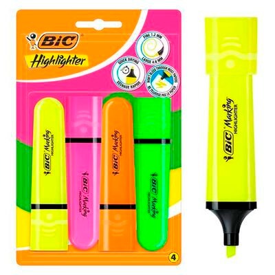 Stift Bic Highlighter Flat, tekstmarker