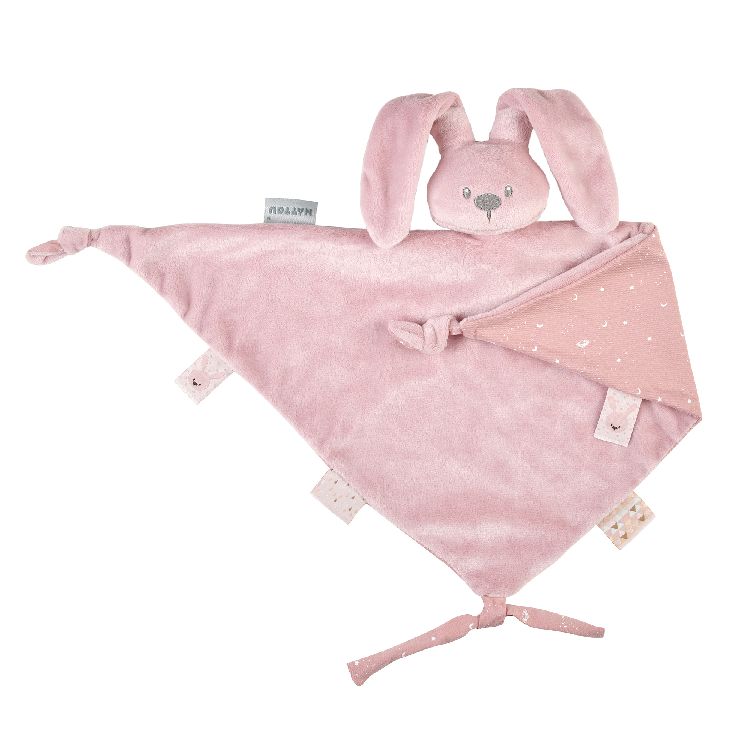 Knuffel Nattou Maxi Doudou Glow in the dark, knuffeldoek / doudou | Lapidou old pink