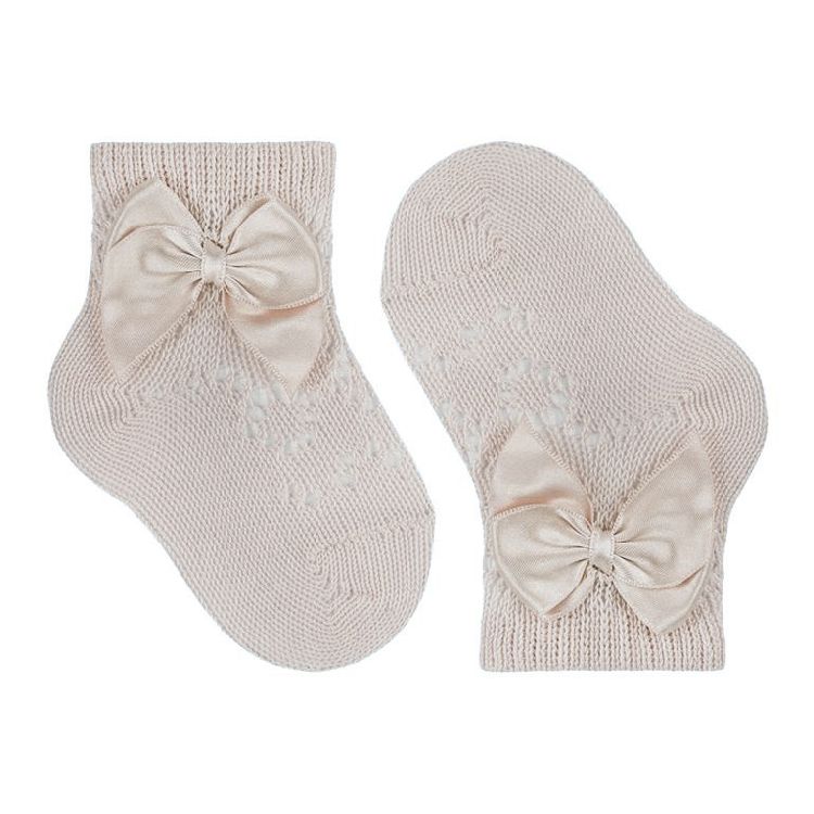 Kousen Condor Perle Geometric Openwork Socks With Satin Bow, klassiek model