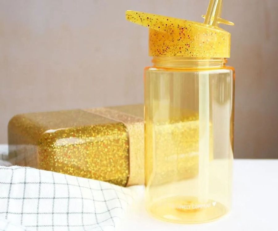 Drinkfles A Little Lovely Company Drink Bottle | Glitter gold