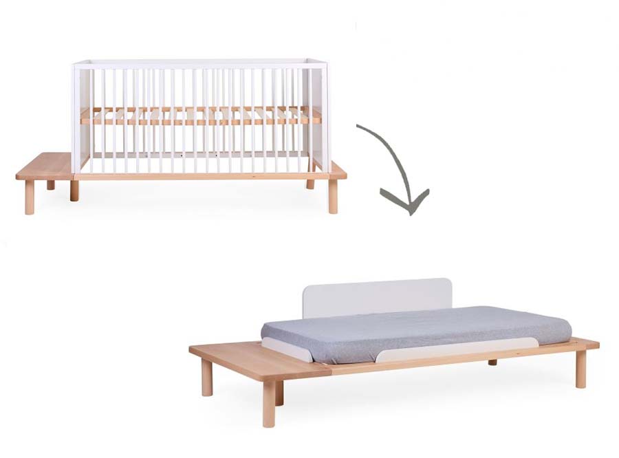 Bed Childhome, Evobed 70x140 omvb, babybed omvormbaar tot juniorbed/babybed omvormbaar tot bedbank