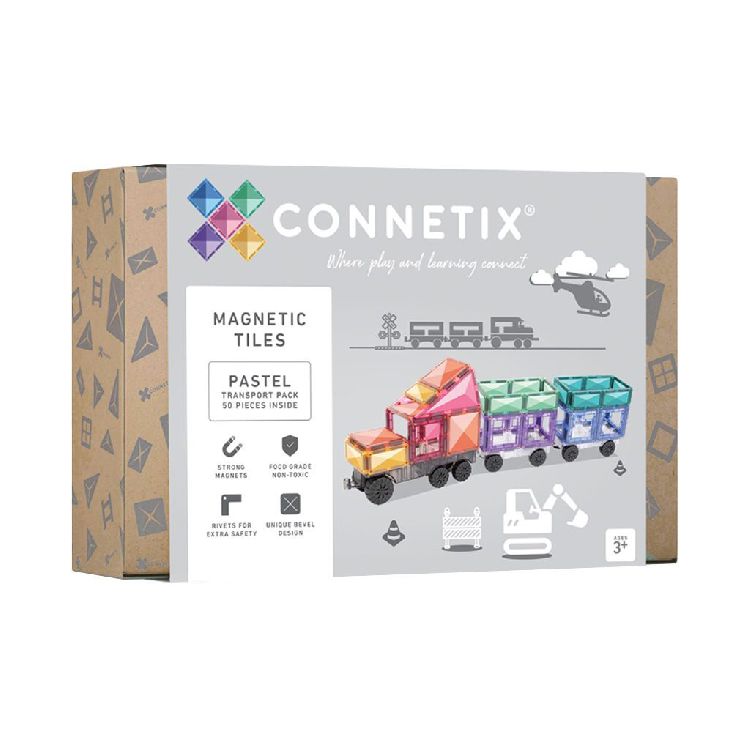 Magnetisch speelgoed Connetix Tiles Transport Pack - 50 | Magnetic Tiles Pastel Range