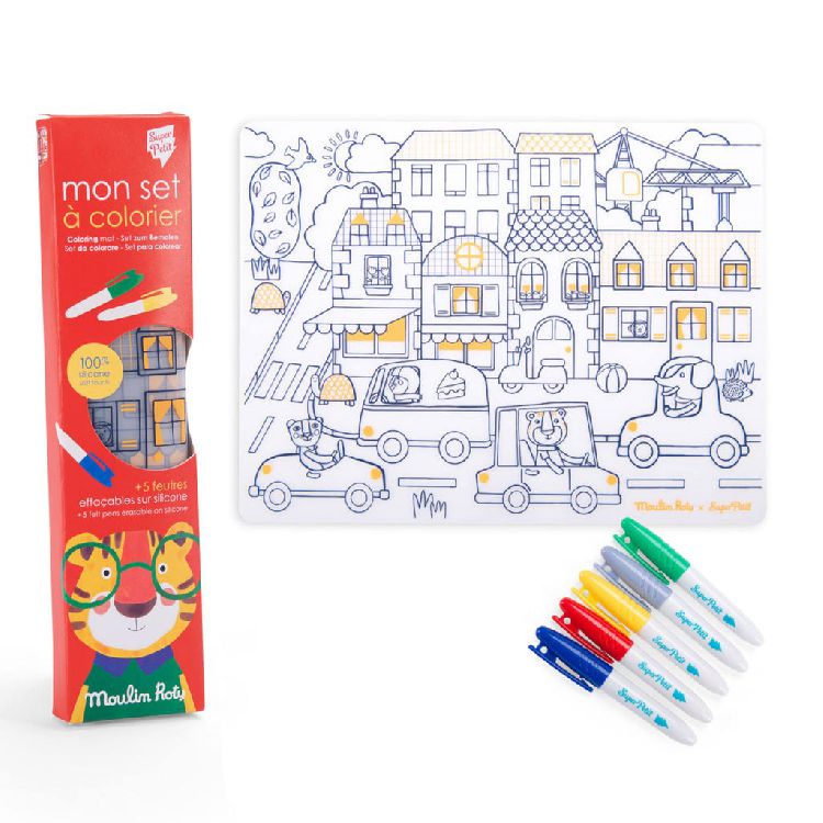 Kleuren Super Petit Colouring mat | Superpetit X Moulin Roty