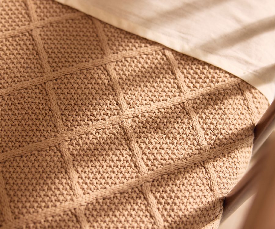 Deken Jollein, geschikt voor babybed 60x120/babybed 70x140 | Check Knit biscuit