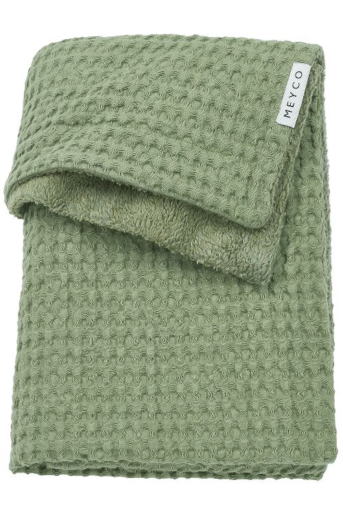 Deken Meyco Baby, geschikt voor wieg/draagmand/park | Wafel Teddy olive green