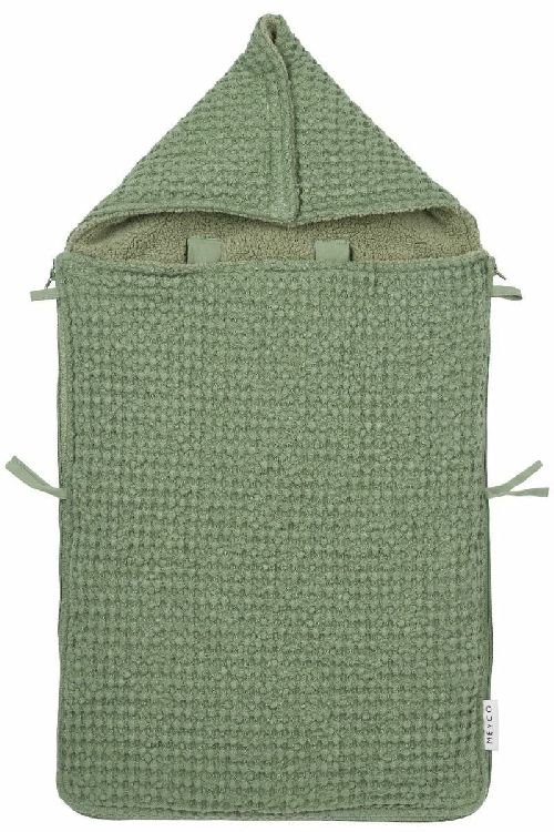 Voetenzak Meyco Baby, geschikt voor autostoel groep 0+ | Wafel Teddy olive green