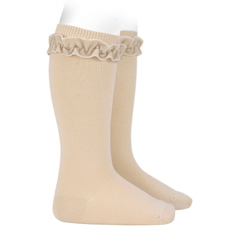 Kousen Condor Velvet Ruffle Knee Socks, kniekousen