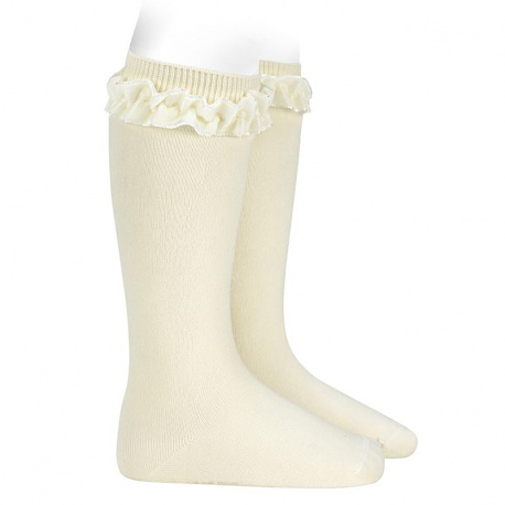 Kousen Condor Velvet Ruffle Knee Socks, kniekousen