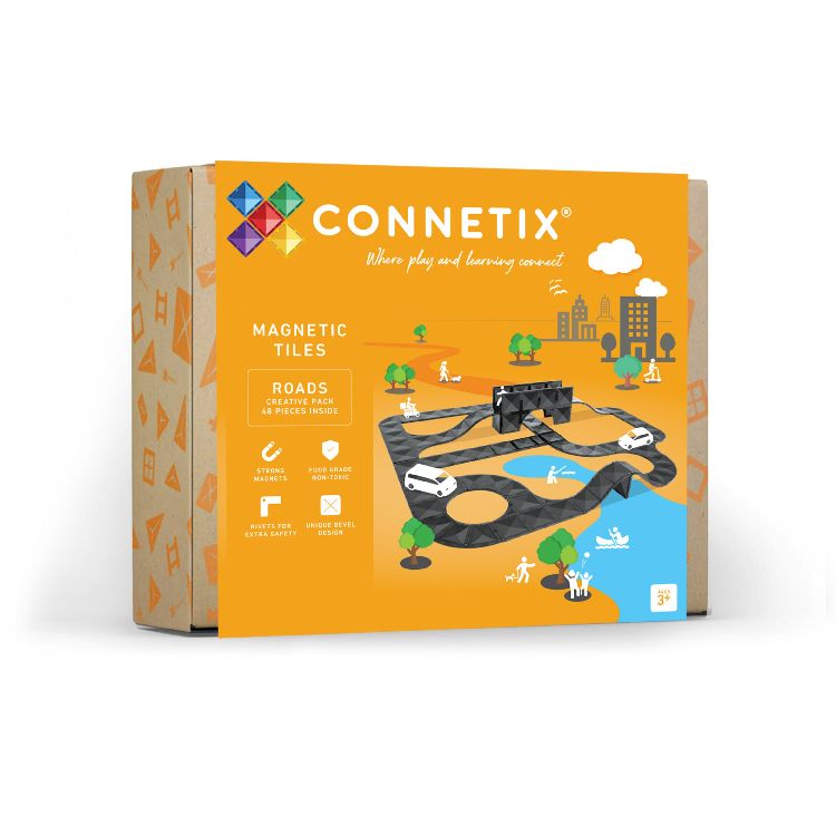 Magnetisch speelgoed Connetix Tiles Creative Roads Pack - 48 | Magnetic Tiles Roads Range